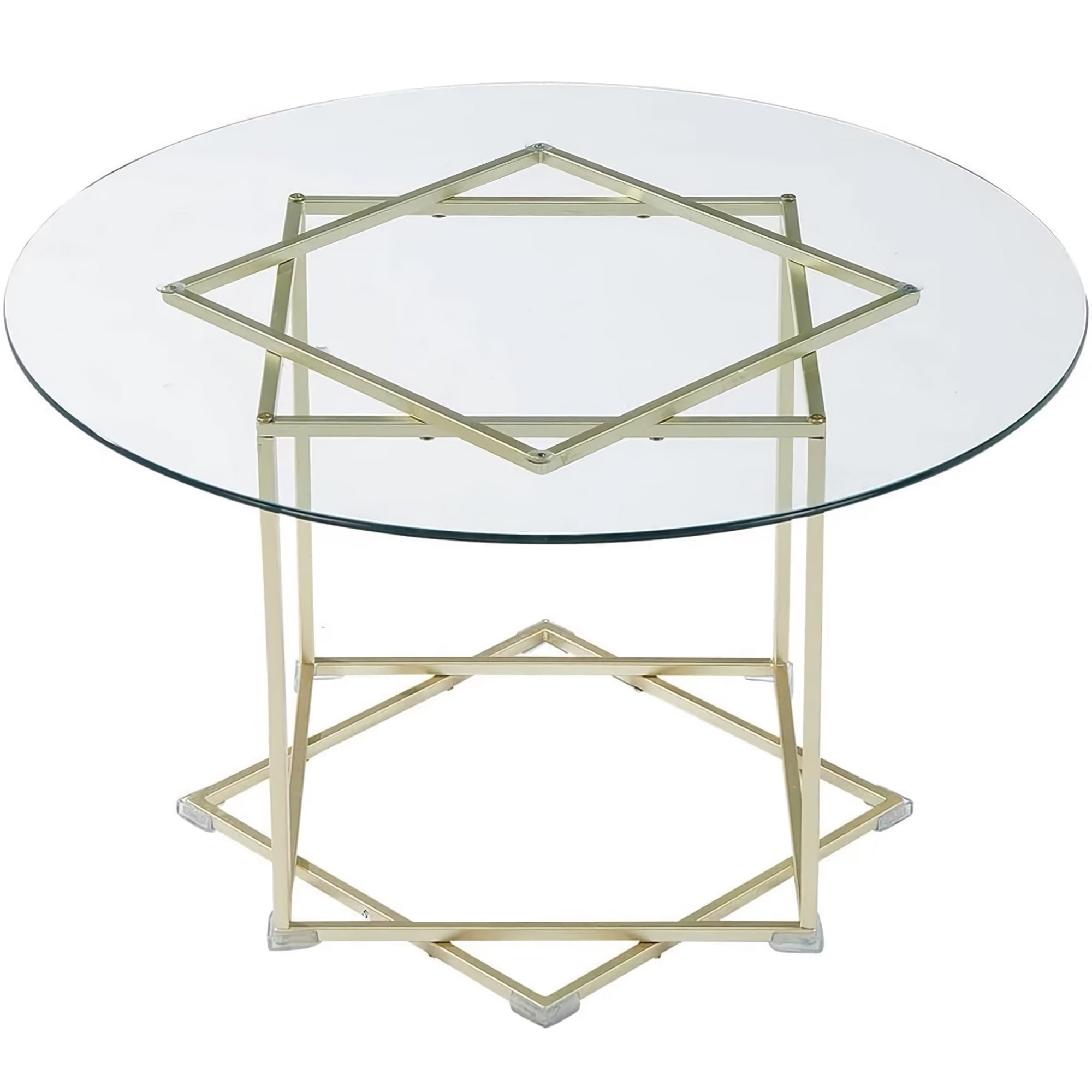 Round Glass Coffee Table, 80 cm Modern Clear Glass Table with Waterproof Tempered Glass, Gold Metal Frame for Home, Living Room, Bedroom - Ruke-CoffeeTable-FWS Round Glass Coffee Table, 80 cm Modern Clear Glass Table with Waterproof Tempered Glass, Gold Metal Frame for Home, Living Room, Bedroom - Ruke-CoffeeTable-FWS